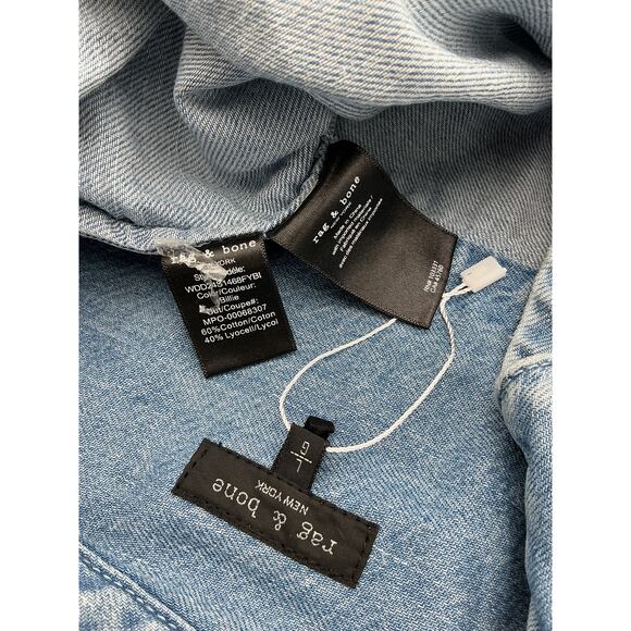 Rag & Bone Blue Cotton Ultra Featherweight Fiona Top Size L - Picture 4 of 4